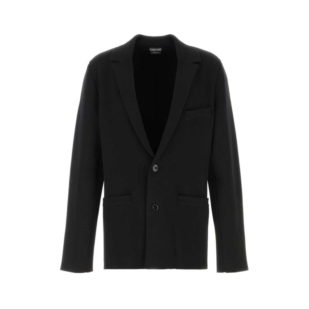 Tom Ford Men Black Stretch Wool Blend Blazer